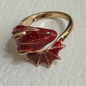 Adjustable resin red dragon ring.